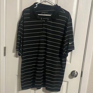 Nike Men's Black Striped Polo Shirt